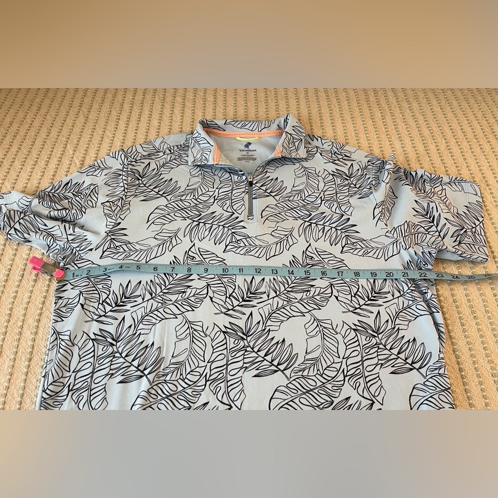 Caribbean Blue Pull Over - Front Zipper - Short Sleeve Shirt - Size: Medium - Picture 6 of 7